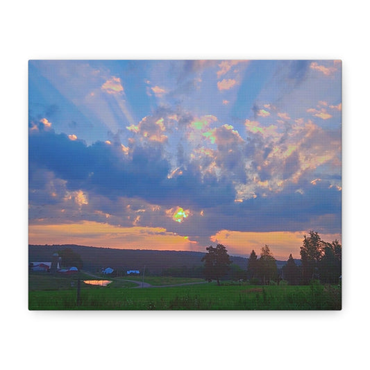 Sunrise Rays Landscape Matte Canvas Wall Art (Stretched 1.25")