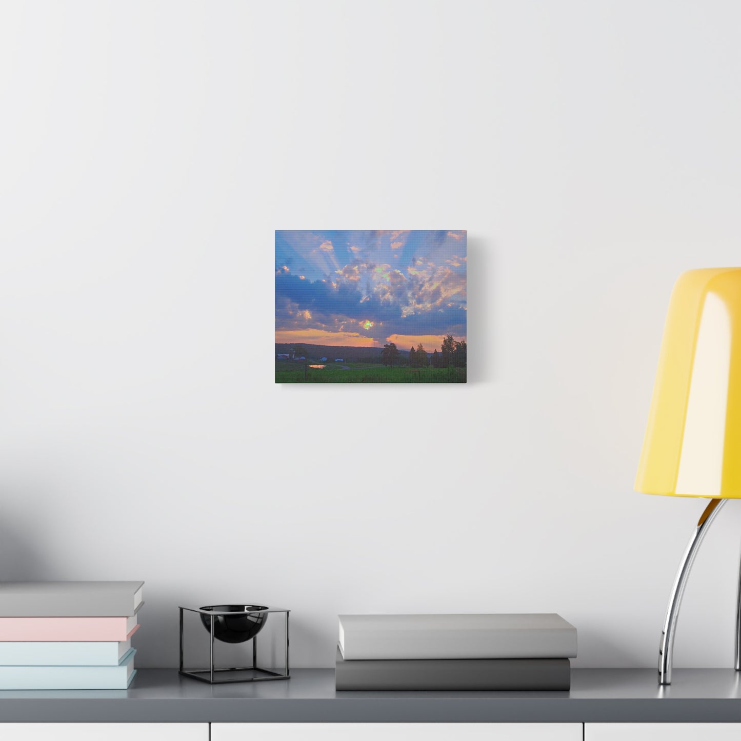 Sunrise Rays Landscape Matte Canvas Wall Art (Stretched 1.25")