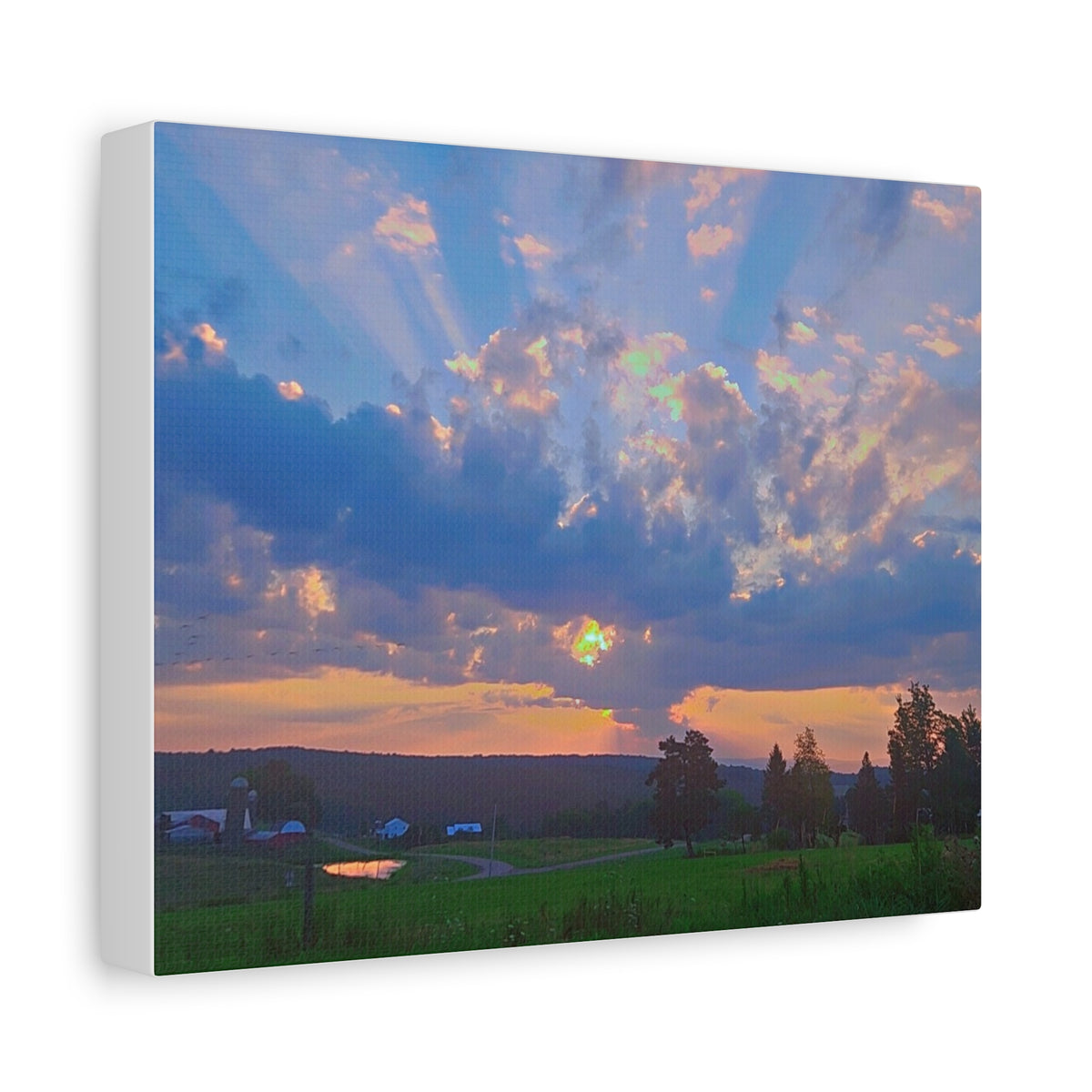 Sunrise Rays Landscape Matte Canvas Wall Art (Stretched 1.25")