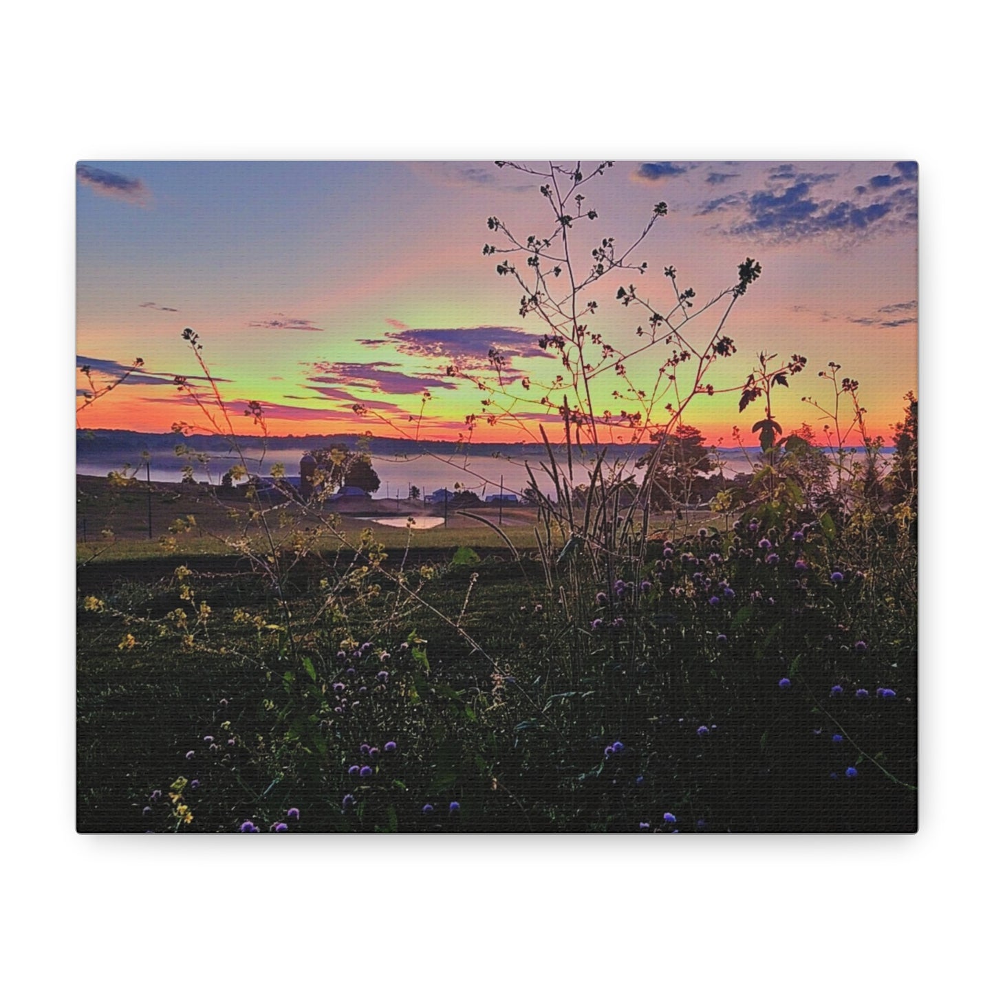 Sunset Meadow Canvas Print — Stretched Matte Wall Art