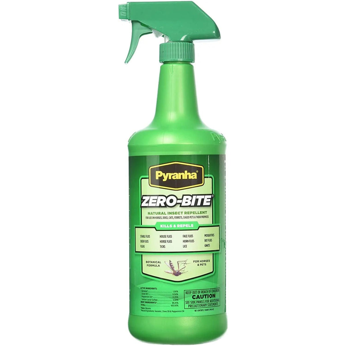 Pyranha Zero-Bite Natural Insect Spray 32 oz Horse Dog Cat Fly Repellent